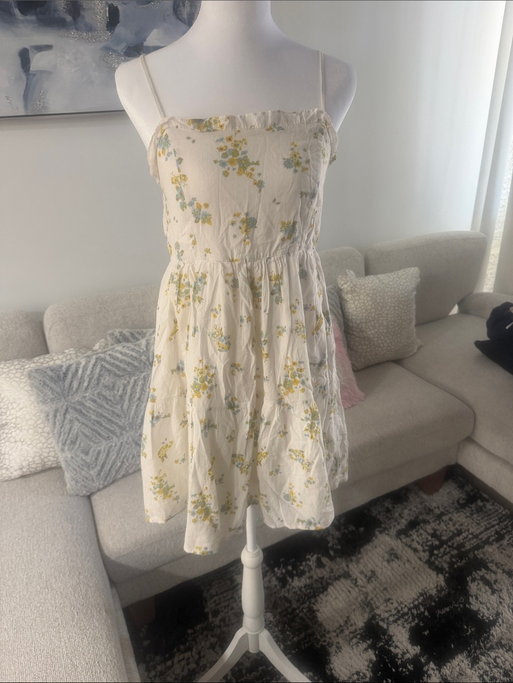 wild fable White Floral Sundress with Yellow & Blue Flowers
